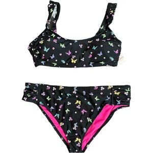California Waves Bikini Swimwear Top Bottoms 20/22 Matching Black Butterfly NWT